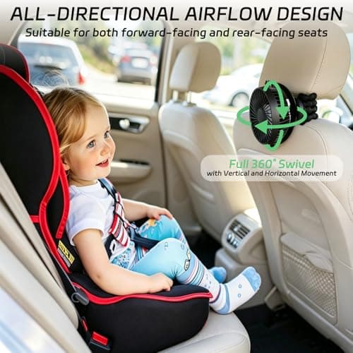 Mini Portable Pram Fan, Rechargeable Clip On Fan for Stroller with Night Light, 3 Speeds, 360° Rotate Flexible Tripod Cooling for Buggy, Pushchair, Car Seat, Travel Black — view 5