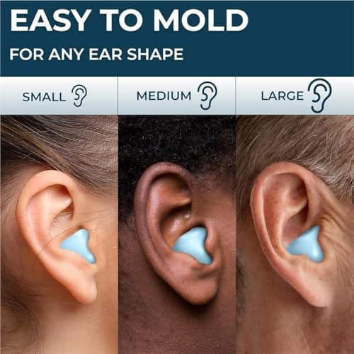 Silicone Ear Plugs for Sleeping, 6 Pairs 27dB Re-Usable Waterproof Noise Cancelling Premium Moldable Ear Plugs for Sleeping, Travelling, Studying Noise Reduction Blue — view 6