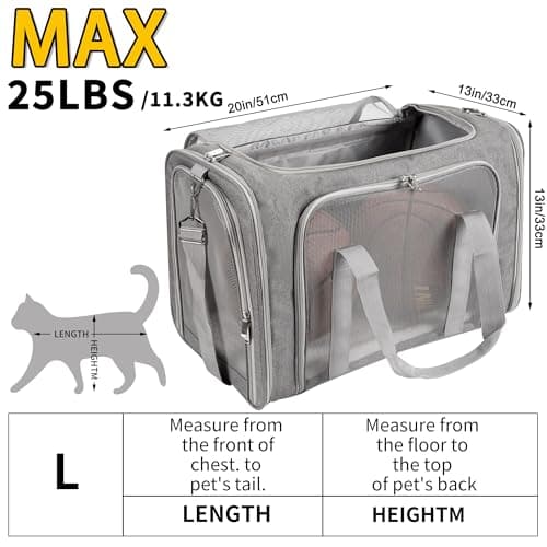 Soft Sided Cat/Pet/Dog Carrier Bag,Portable Foldable Pets Travel Carriers For Cats/Dogs With Shoulder Strap & Removable Mat,Durable Puppy Basket of 25 lbs - Grey — view 6
