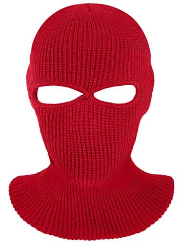 Geyoga 2 Hole Knitted Ski Mask Full Face Cover Warm Balaclava Knitted Winter Face Mask for Outdoor Sports(Red,Adult Size) — view 6