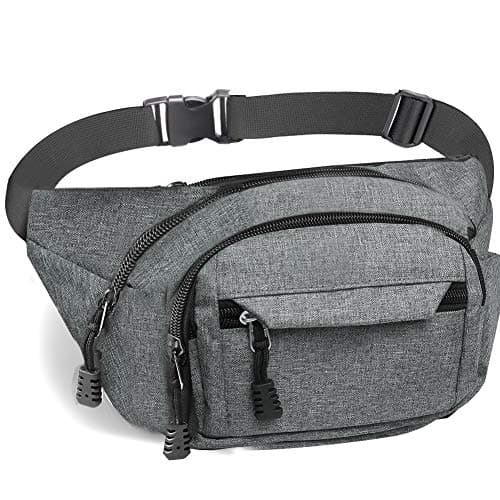 Bumbag Waist Bag, Waterproof 4 Zip Pockets Running Waist Pack Bag for Men Women, Adjustable Belt Waistpacks for Outdoors, Sport, Hiking, Travel
