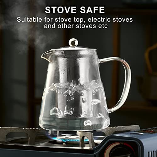 PARACITY Tea Pot 950ML, Glass Teapot with Infuser, Clear Tea Kettle — view 6