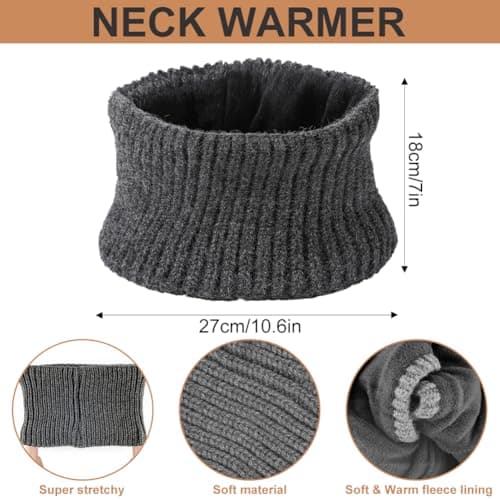 wokdsbl 4Pcs Mens Hat Scarf Gloves Set with Socks Grey — view 3
