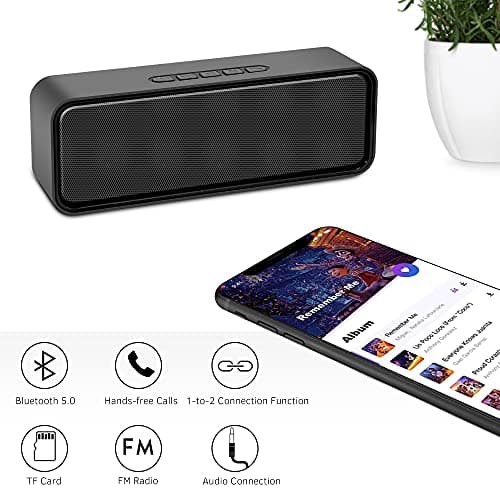 Kolaura Portable Wireless Speaker, Bluetooth 5.0 Speaker with 3D Stereo HiFi Bass, 1500mAh Battery, 12 Hour Playtime (Black) — view 5