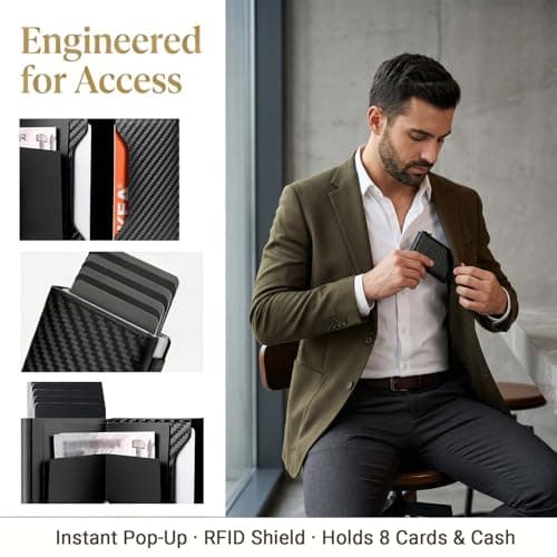 PowerTravel Men's Wallet Credit Card Holder, RFID Blocking, 8 Card Capacity — view 4