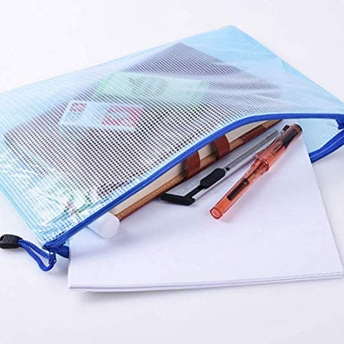 20 Pack A4 Zip Mesh File Document Filing Folder Wallet Bag Bulk, Waterproof Office School Plastic Files Storage Holder Case, Transparent Travel Organizer Pouch Bags with Zipper — view 2