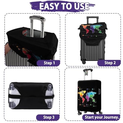 Aovanta Suitcase Cover Protector, 25-28 inch Large Luggage Cover with Suitcase Tag, Elastic Suit Case Covers for Luggage, Travel, Holiday (Pattern 2, 25-28in) — view 4