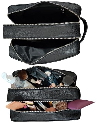 Full Grain Leather Handmade Travel Toiletry Bag - Wash Bag, Shaving Kit & Make Up Kit - Travel Gift for Men & Women by Rustic Town — view 4