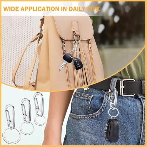 Collar Pendant Clasp - Instant Utility, Multi-Pack Detachable Safety Keyring Loop, Identification Badge Hanger Hardware, Rustproof Metal Outdoor Travel Component | Holder for Canines & — view 2