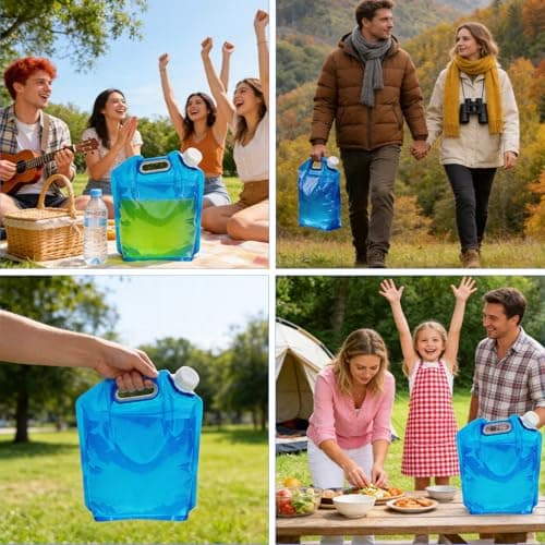 SJAUBKJOG 4 Pcs Collapsible Water Container Set (10L & 5L), Blue Folding Camping Water Containers, Portable Space-Saving Water Bag Jugs for Hiking, Sport, Camping, BBQ, Picnic, Festivals — view 6