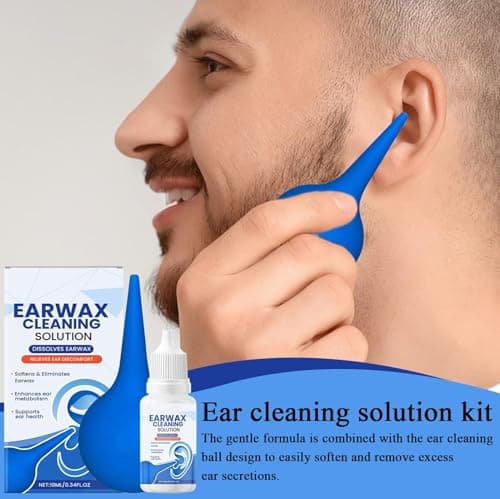 Ear Wax Removal Drops,Ear Wax Remover Kit with Bulb Syringe - Natural Softener for Hardened Tinnitus Itchy Buzzing Shower Swimming Daily Travel Home Men Women Seniors Adults — view 2