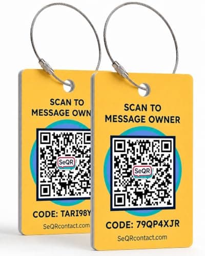 Smart Luggage Tags | Privacy QR Code Luggage Tag, Yellow, 2"x3"
