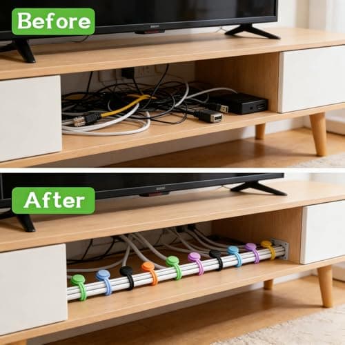 HUANYO Magnetic Cable Organizers - 2 Sizes Combo (4pcs 4.3" + 4pcs 7.5") - Reusable Silicone Wire Management Ties for Cable Bundling, Office Home Travel, Assorted Colors, 8-Pack — view 4