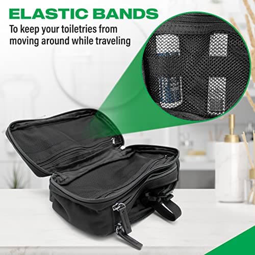 COR Surf Compact Toiletry Travel Bag Hanging, Premium Mens and Women Dopp Kit for Travel | Waterproof with 4 Separate Compartments and Waterproof Zippers (Black) — view 6