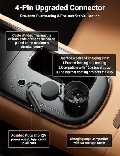 Smart Mug Car Charger Coaster Compatible with Temperature Control Travel Mug 1/2 Replacement Power Adapter Charging Base Cord for Coffee Cup — view 2