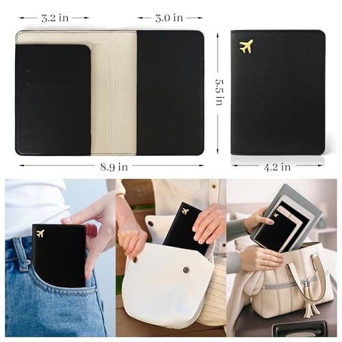 toTravelGear Passport Holder for Travel Essentials,RFID Blocking Passport Cover Case for Travel Accessories,Travel Wallet for Women Men, Black, 5.5 x 4 inches, Minimalist — view 2