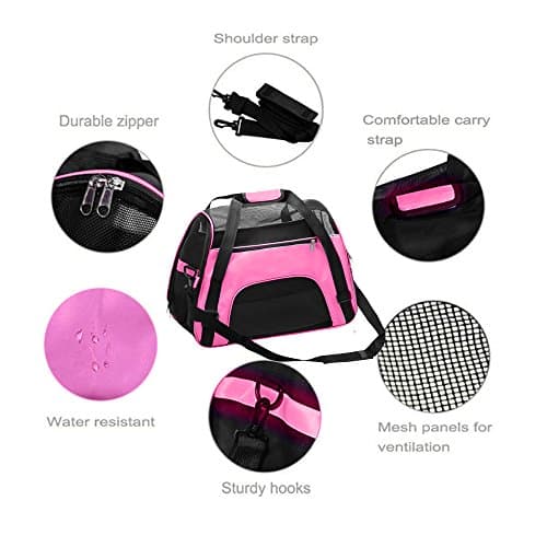 DONYER POWER Soft Sided Pet Carrier for Dogs & Cats Comfort Airline Approved Under Seat Travel Tote Bag Backpack, Reisetasche für Kleintiere mit Mesh Top und Sides,PINK S — view 5