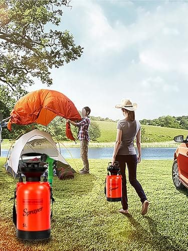 5L Pump Action Pressure Sprayer Portable Camping Shower, For Garden Travel Hiking Climbing Summer Bathing, Car Truck Outdoor Washing Dog Pet Cleaning (WHITE) — view 2