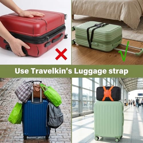 3 Pack Suitcase Straps, Adjustable Luggage Straps for Suitcases, Travel Elastic Strap Belt, Travel Accessories Connecting Carry On Bags Add Bags — view 6