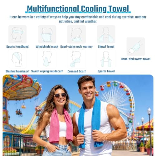 Yftdeltff 2 Pack Cooling Towels, 100x30cm Ice Cool Neck Towel, Soft Breathable Microfiber for Yoga, Golf, Gym, Running, Camping & Hot Weather — view 4