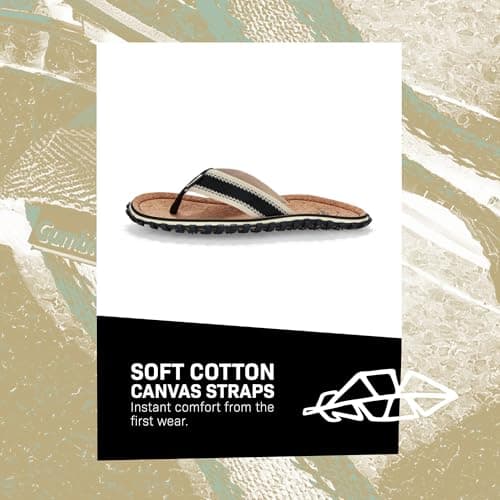 Gumbies Corker Flip-Flops | Unisex Cork Footbed Sandals with Recycled Rubber Sole & Cotton Canvas Straps | Lightweight, Durable & Comfortable Casual Summer Footwear | Khaki | EU 44 — view 4