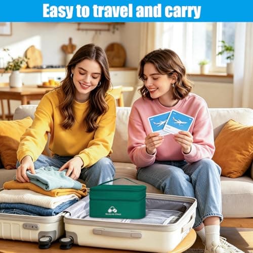 DiULi First Aid Kit Bags 2 Pack, Small & Medium Empty Medication Storage Bag Set, Waterproof Oxford Cloth Medicine Pouch with Dual Zippers, Tear-Resistant for Home Travel Hiking Camping, Dark Green — view 5