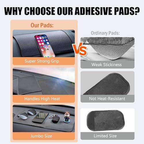 1 Pack 27x15cm Non-Slip Car Dashboard Mat PU Anti-Slip Grip Pad Multi-Purpose Holder for Phone Sunglasses Keys Heat-Resistant Residue-Free Mesh Texture For Driving Use (Black) — view 4