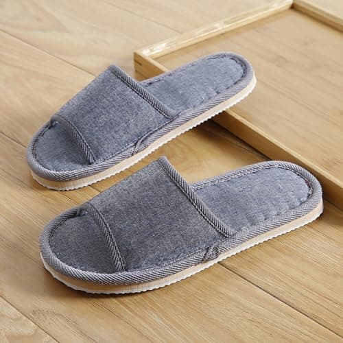 Women's and Men's Unisex Open-Toe Home Slipper, Ladies Indoor Slippers Non-Slip Memory Foam Comfortable Couples Sliders Outdoor Portable Travel Cotton Sandals for Guests Travel Home Hotel Use — view 2