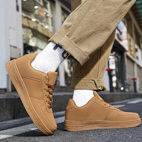 LECYGNB Men's Casual Fashion Trainers Sneakers Comfortable Breathable Lightweight Lace-Up Walking Shoes Brown UK 9 — view 2