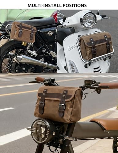 WUMOTIX Retro Motorcycle Rear Bag, Large Capacity, Waterproof, Wear-Resistant Canvas for Motorcycle Tank Bag, Basket, Handlebar Bag, and Bicycle Handlebar Bag — view 2