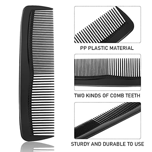 12 Pack Pocket Hair Combs, Fine & Wide Tooth, Black Plastic Combs — view 3