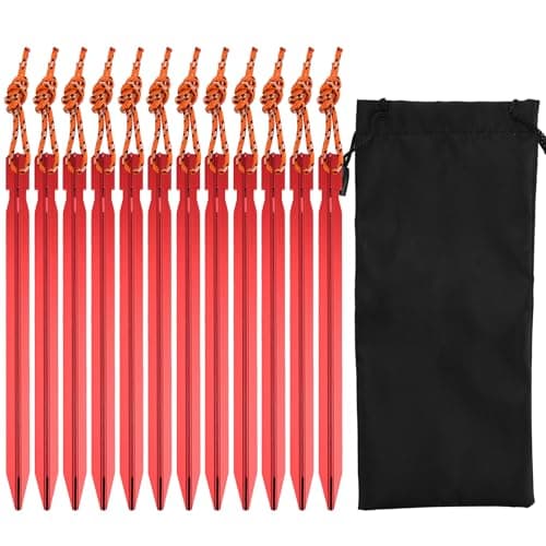 12 Pack Y Shape Aluminum Alloy Tent Stakes, 18cm Triangular Camping Pegs