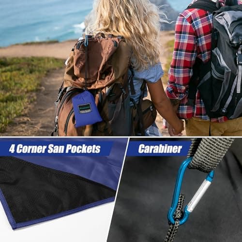 Odoland Hiking Blanket 180 x 160 cm Pocket Blanket Waterproof Heatproof Sandproof Thin Ground Sheet - Lightweight Foldable Beach Mat for Outdoor Camping, Travel, Hiking, Picnic for 2-4 People — view 3