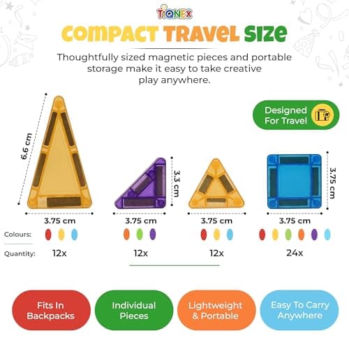 TIQNEX Magnetic Tiles Travel Set 60 Pieces with Metal Carry Case — view 5