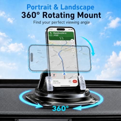 Car Phone Mount for Dashboard, 360 Degree Rotation Phone Holder for Cars — view 2