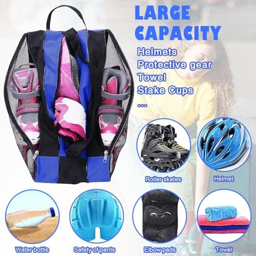 PERFETSELL Bag Adult Roller Skate Bag Ice Skate Ice Hockey Bag Ski Boot Bag with Adjustable Carry Strap Ice Skate Bag for Ice Hockey Skates for Men Women (Sky Blue) — view 4