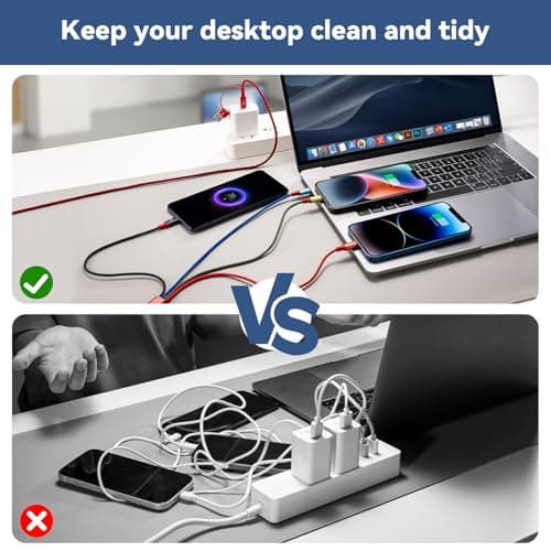 Minlu Multi Charger Cable, 4 in 2 USB Charging Cable 3.5A 1.2M, Nylon — view 6