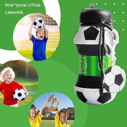 CARESWAY Football Water Bottle for Boys and Girls - Football Gifts for Boys and Girls - Collapsible Bottle for Children Drinks — view 6