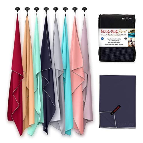 Snug Rug Microfibre Beach Towel Large 80 x 160cm – Super Absorbent Quick Drying Lightweight Sand Proof Beach Towels Eclipse Blue