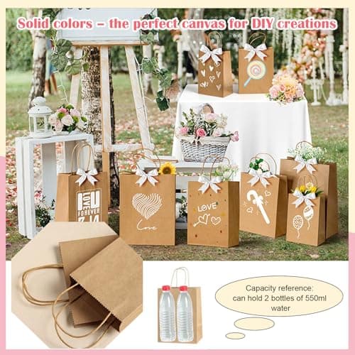 SHUBEIEUMI 10Pcs Kraft Paper Bags with Handles-Brown — view 6