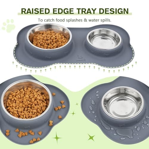 pecute Dog Bowls Non-Slip, Stainless Steel Double Bowls Set For Cats & Dogs — view 3