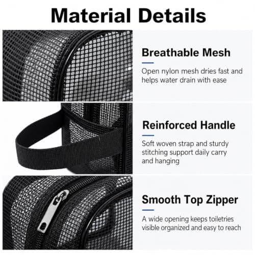 Whispern Cloud Mesh Shower Caddy Bag, Portable Quick Dry Bathroom Organiser — view 4