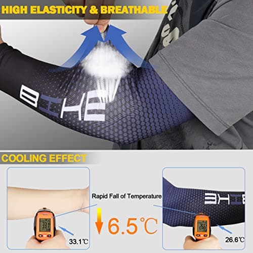 beister UV Sun Protection Cooling Compression Sleeves Arm Sleeves Men Women Sports (X-Large, Blue) — view 4