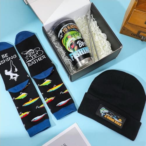Meng Jiaran Fishing Gifts Set for Men Funny Mens Socks Hat Mug Gift Box — view 5