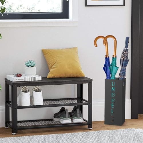 NZWBSHSSP Metal Umbrella Stand, Freestanding Square Mesh Umbrella Holder Walking Stick Stand for Home, Entryway, Office, Hotel and Supermarket Walking Stick Holder(Black) — view 5