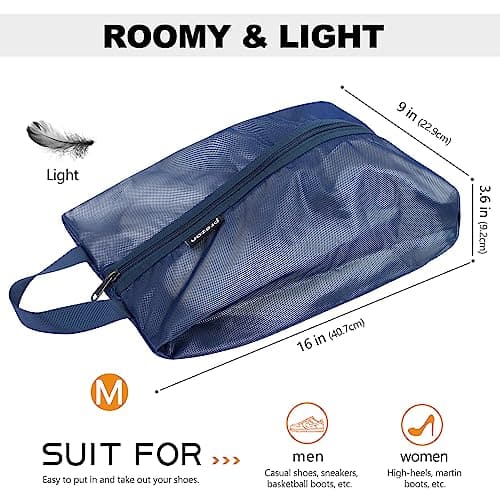 Prezon Travel Shoe Bags, Water Resistant TPU Mesh, Sturdy YKK Zipper, Shoes Storage Bag, Shoes Packing Organizer, Unisex Shoe Pouch for Travel or Home Storage — view 2