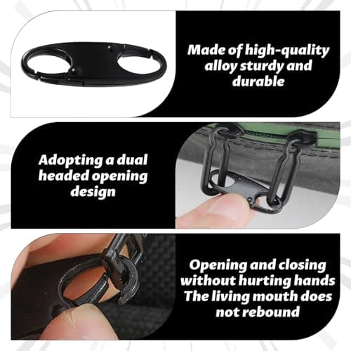 Anti Theft Zipper Locks for Backpacks 20pcs Zipper Clip Theft Deterrent Dual Opening S-Hook Zippers Pull Locks for Backpacks, Camping, Fishing, Traveling, Outdoor Sports (Black) — view 3