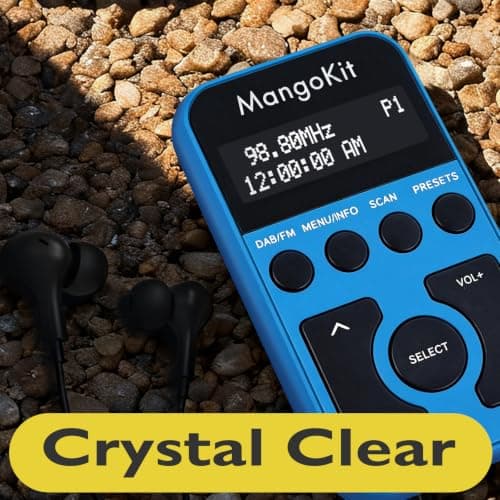 MangoKit MP1 Rechargeable Pocket DAB/FM Radio,Lock Switch,20 Presets,Blue — view 6