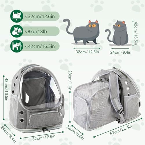 Wuciray Expandable Cat Carrier Backpack No Tools Required large Pet Carrier Backpack Suitable for Cats and Dogs Weighing up to 8KG Cat Bag with Inner Safety Hook for Travel Hiking Camping — view 4