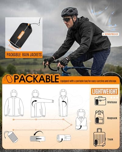 Outdoor Ventures Men's Waterproof Jackets Lightweight Windproof Raincoat — view 6